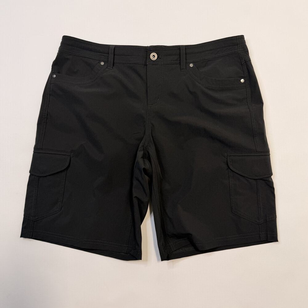 Kuhl Cargo Shorts Womens 14 Black Hiking Stretch Adjustable Waist Pockets Trail